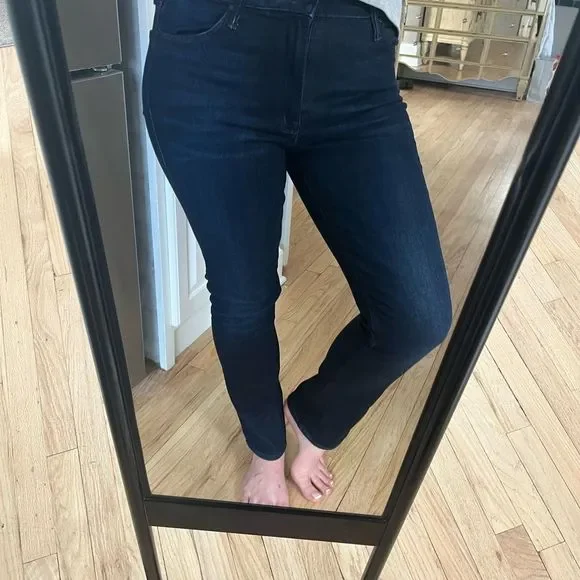 MOTHER Women's Straight Leg Jeans - Dark Blue - Picture 2 of 14